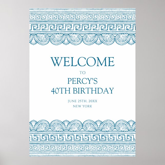 Ancient history custom Birthday party blue Toga Poster (Front)