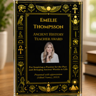 Ancient History Teacher Gold Egyptian Award Photo Block
