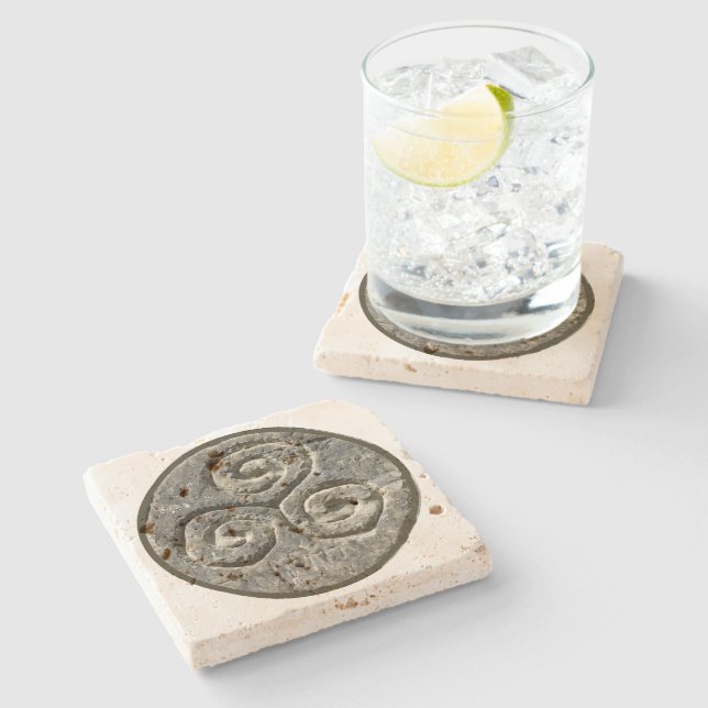 Ancient Image Of A Triskelion Stone Coaster (Side)