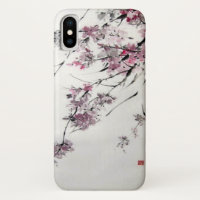 Ancient Japanese Cherry Blossoms Watercolor