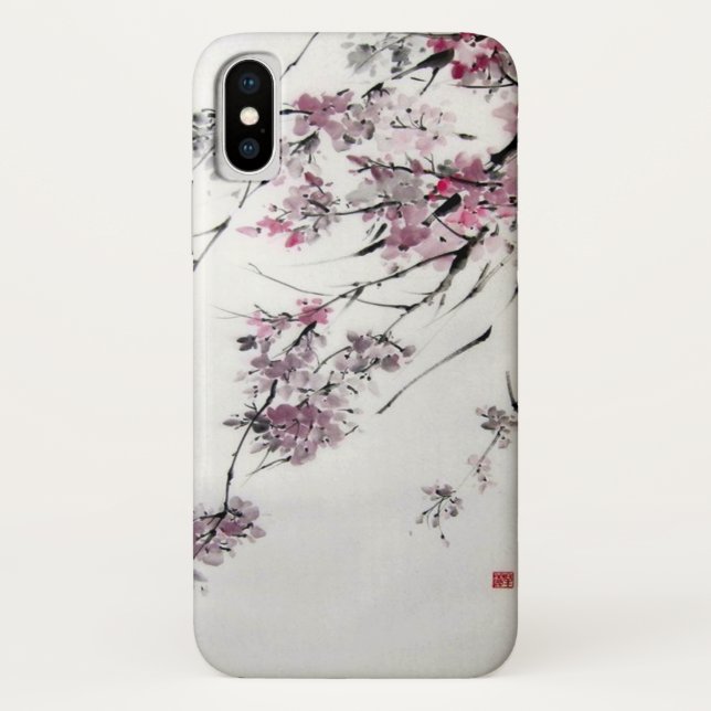 Ancient Japanese Cherry Blossoms Watercolor Case-Mate iPhone Case (Back)