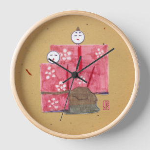 Ancient Japanese Couple Wall Clock