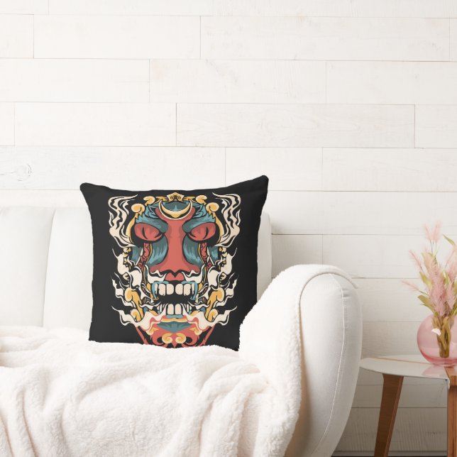 Ancient Japanese Devil Art Cushion (Couch)