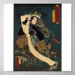 Ancient Japanese Painting, Samurai with Toad Poster