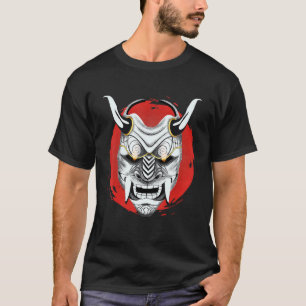 Ancient Japanese Red Moon Oni Mask Ogre Samurai Ja T-Shirt
