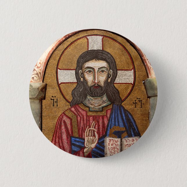 Ancient Jesus Mosaic 6 Cm Round Badge (Front)