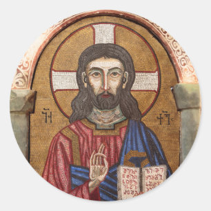 Ancient Jesus Mosaic Classic Round Sticker