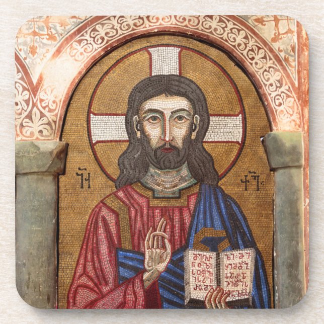 Ancient Jesus Mosaic Coaster (Front)