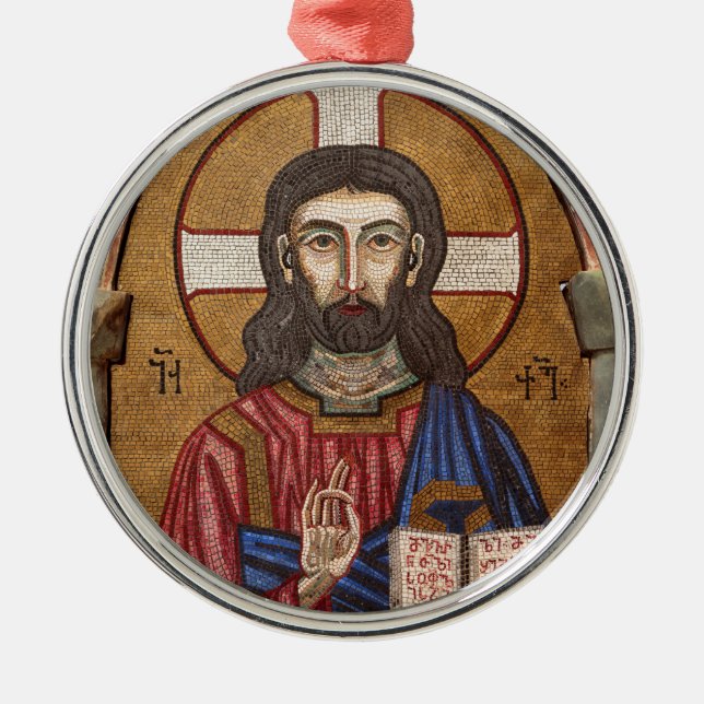 Ancient Jesus Mosaic Metal Ornament (Front)