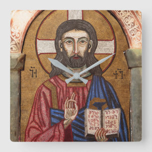 Ancient Jesus Mosaic Square Wall Clock