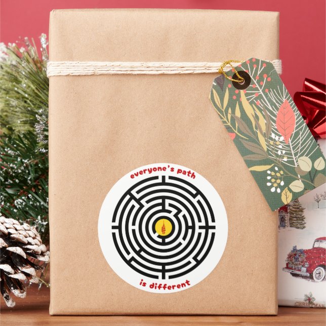 Ancient Labyrinth & Enlightenment Symbols Classic Round Sticker (Holiday)