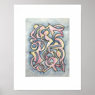 Ancient Lock-Hand Painted Abstract Watercolor Art Poster