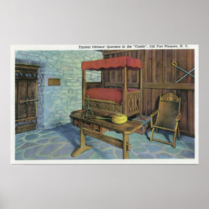 Ancient Lombardy Poplar Tree and French Castle Poster