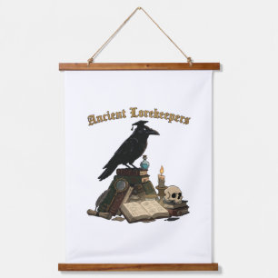 Ancient Lorekeeper Raven   Dark Academia Gothic  Hanging Tapestry