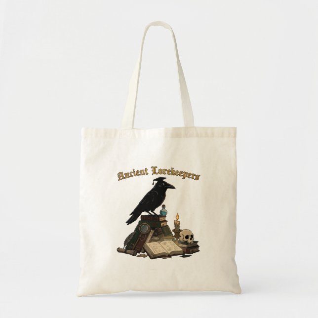 Ancient Lorekeeper Raven | Dark Academia Gothic  Tote Bag (Front)
