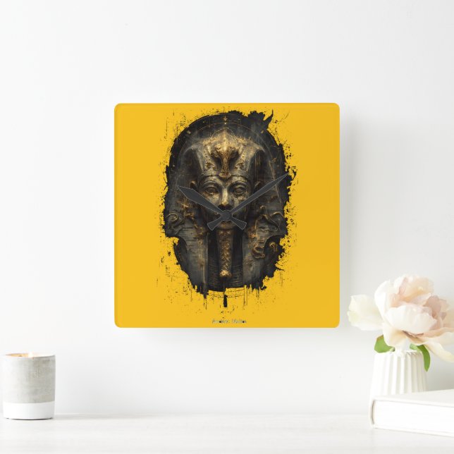 Ancient Malice Egyptian Pharaoh Black Square Wall Clock (Home)