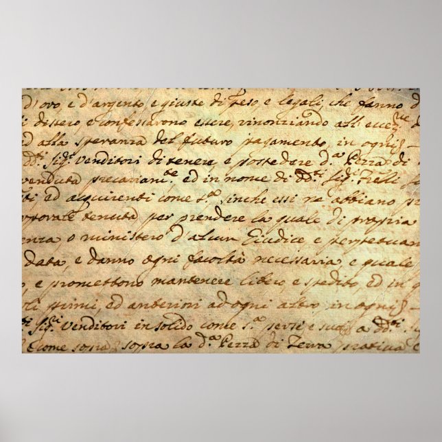 Ancient manuscript of 1700 century written in ink  poster (Front)