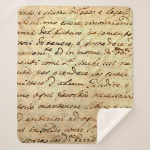 Ancient manuscript of 1700 century written in ink sherpa blanket