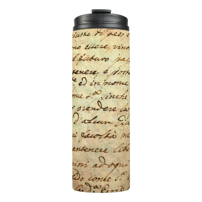 Ancient manuscript of 1700 century written in ink  thermal tumbler (Front)