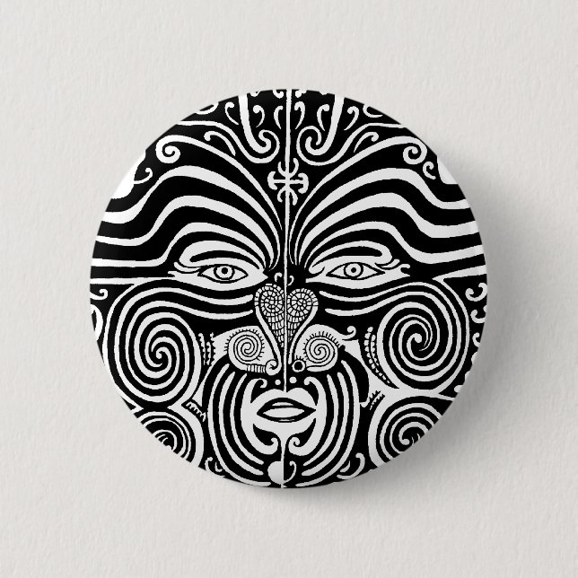 Ancient Maori Moko tribal tattoo design. 6 Cm Round Badge (Front)