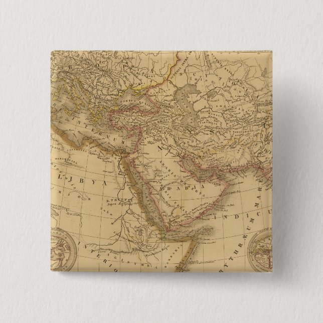 Ancient Map 15 Cm Square Badge (Front)