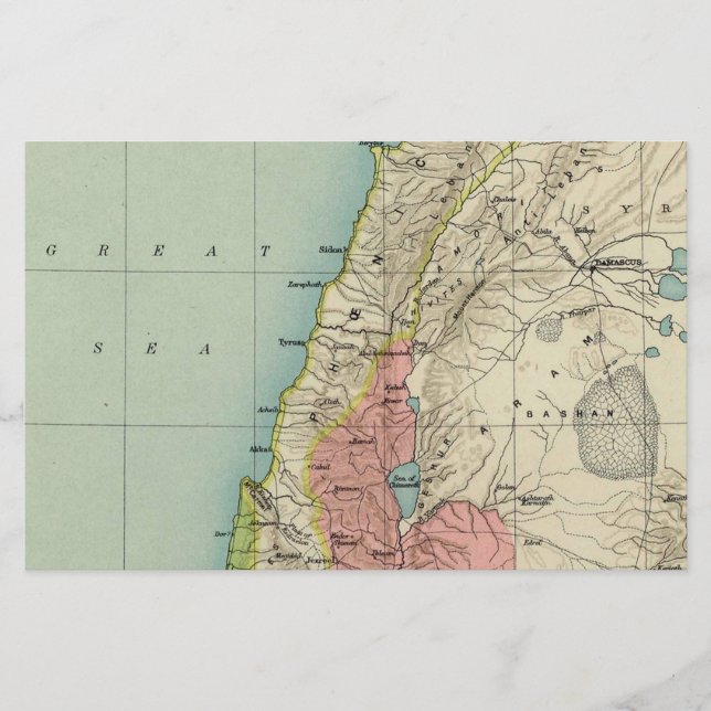 Ancient Map of Israel Stationery (Front)