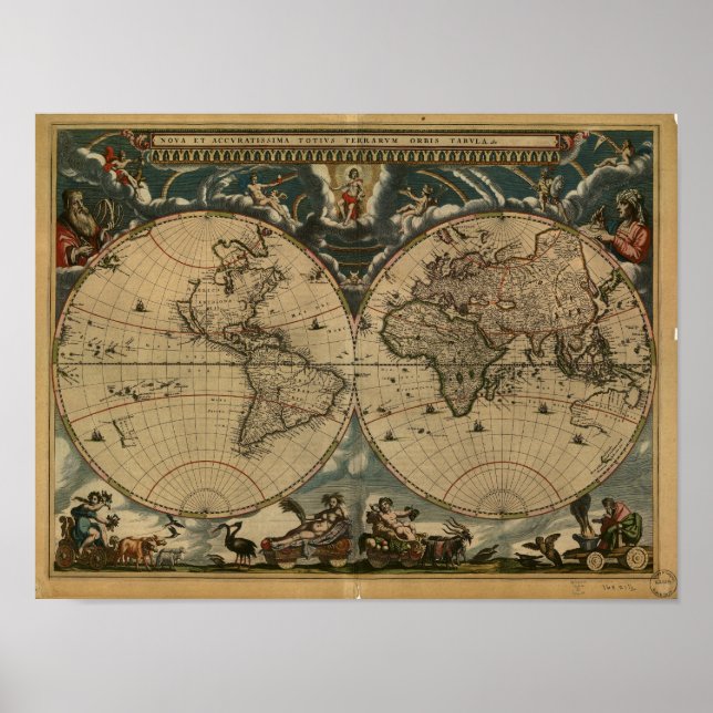 Ancient Map of the World - 1664 Poster (Front)