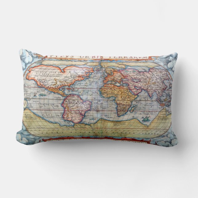 Ancient Map Of The World Lumbar Cushion (Front)