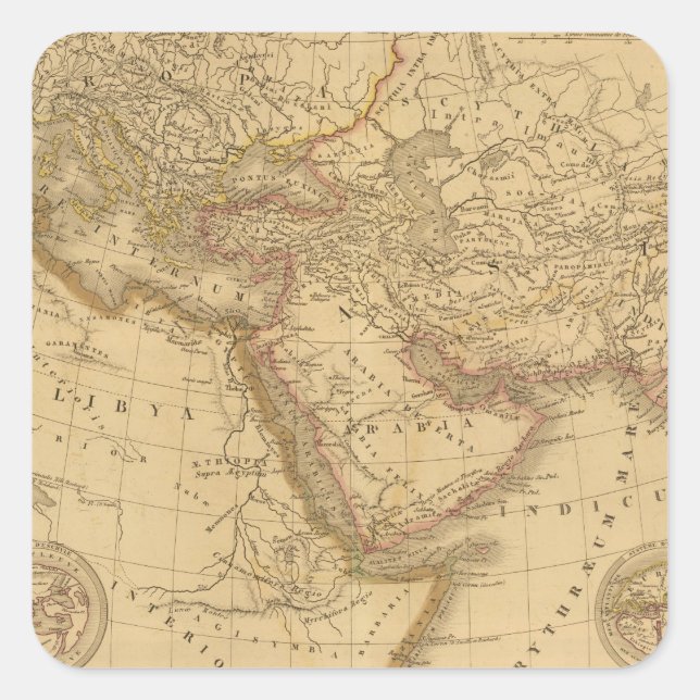 Ancient Map Square Sticker (Front)