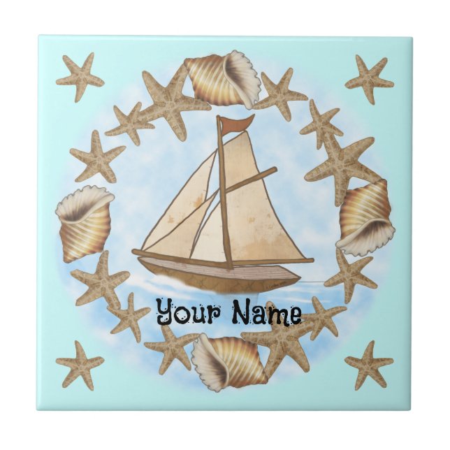 Ancient Mariner sailboat Tile  (Front)