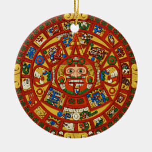 Ancient Mayan Aztec Symbol Ceramic Tree Decoration