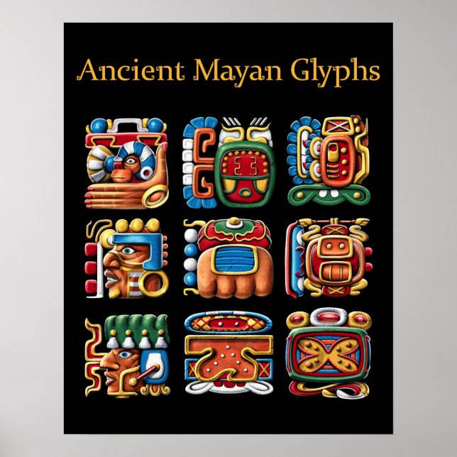 Ancient Mayan Glyphs Poster (Front)