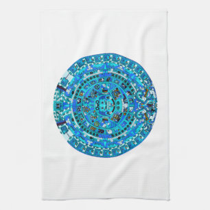 Ancient Mayan Sun Calendar Symbol Tea Towel
