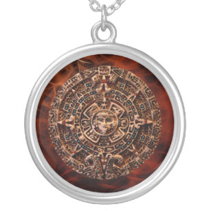 Ancient Mayan Sun Disc Fractal Art Necklace
