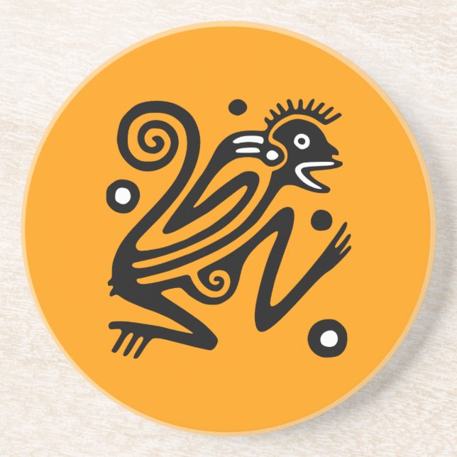 Ancient Mexican Art Sandstone Coaster (Front)