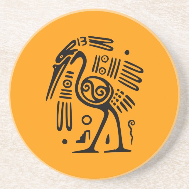 Ancient Mexican Art Sandstone Coaster (Front)