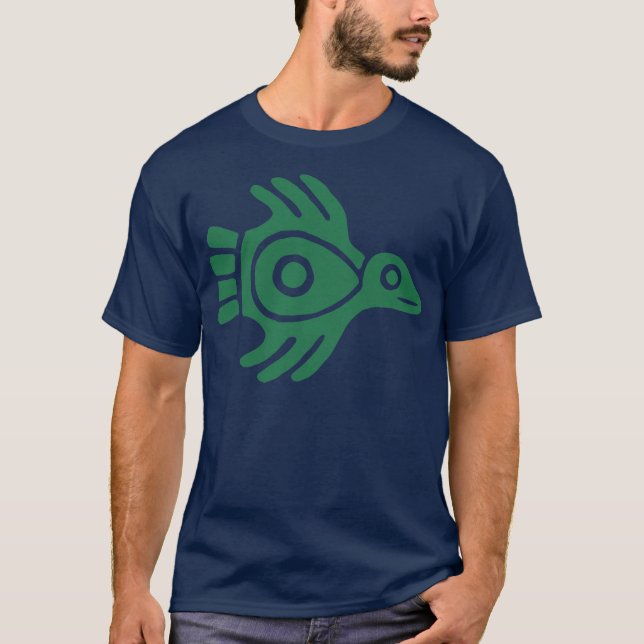 Ancient Mexican Bird T-Shirt Green (Front)
