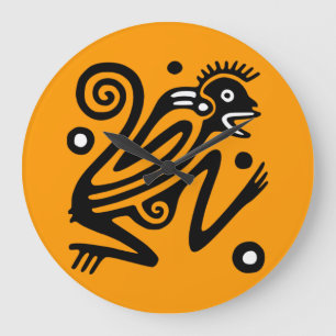 Ancient Mexican monkey Round Wall Clock