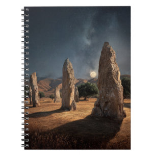 Ancient Monoliths Moonlit Starry Field Notebook