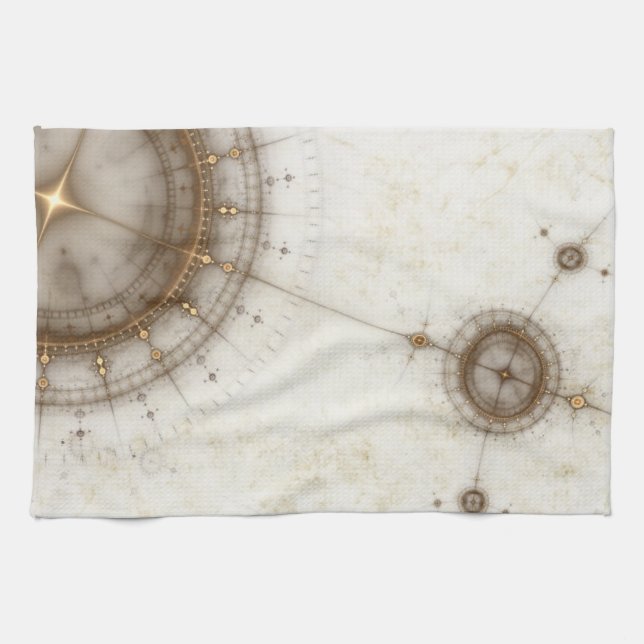 Ancient Nautical Chart, Grunge Tea Towel (Horizontal)