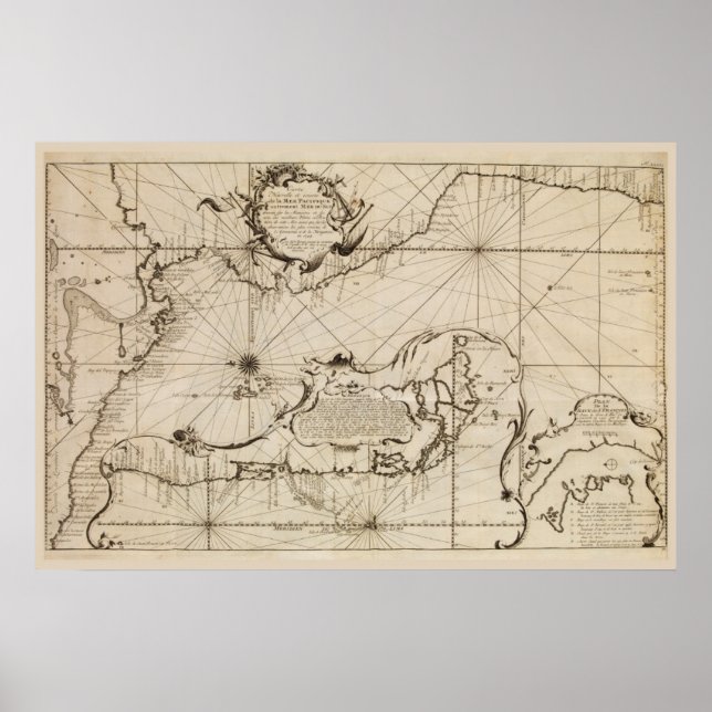Ancient nautical map of the Pacific Ocean Poster (Front)