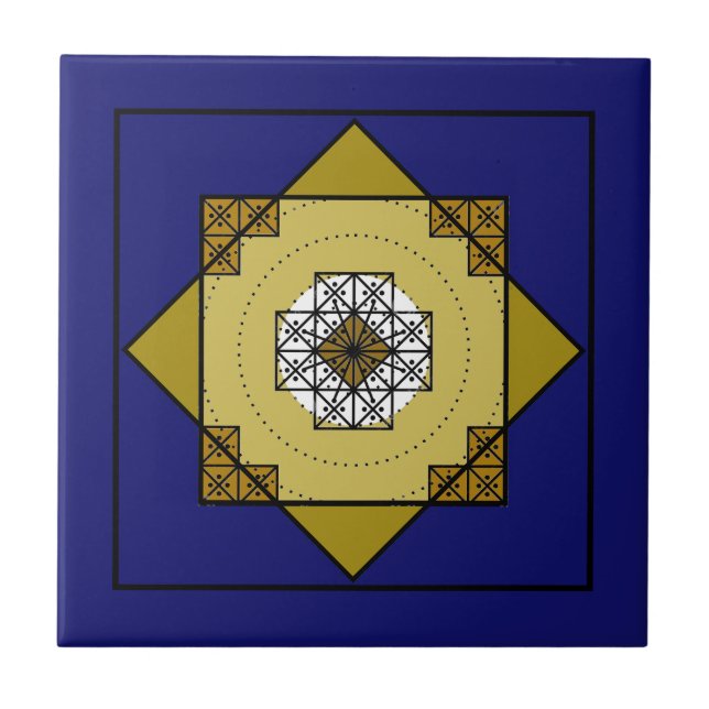 Ancient Nazca Mandala, Peru.  Ceramic Tile (Front)