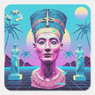 Ancient Nefertiti Premium Vaporwave Sticker