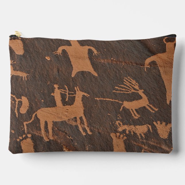 Ancient Newspaper Rock Petroglyphs Native American Accessory Pouch (Front)