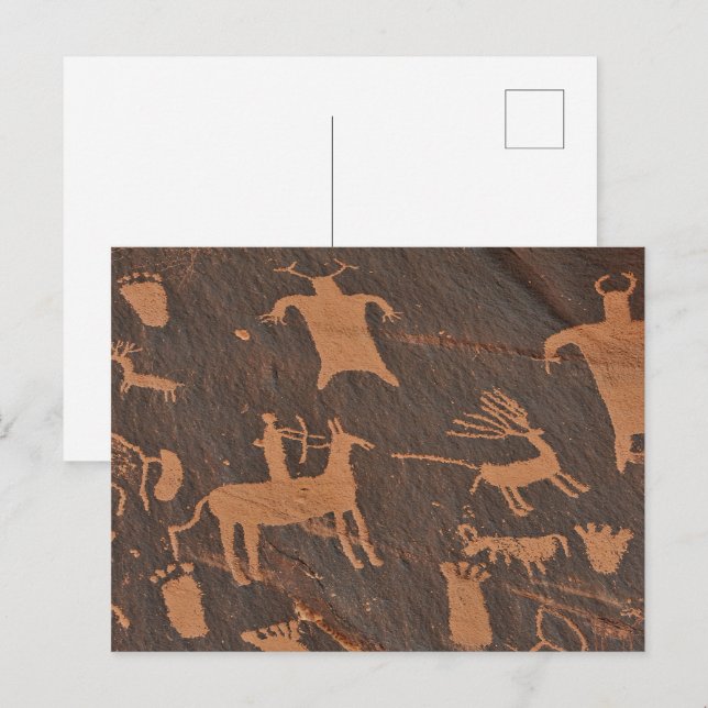 Ancient Newspaper Rock Petroglyphs Native American Postcard (Front/Back)