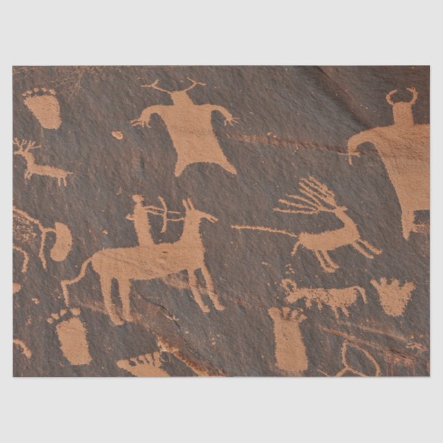 Ancient Newspaper Rock Petroglyphs Native American Tissue Paper (Front)