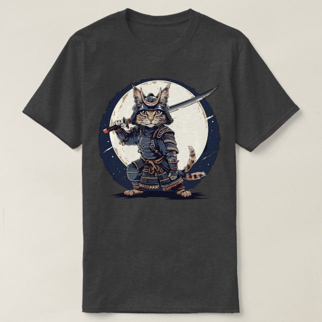 Ancient Ninja Cat Japanese Kitten Katana Cat Samur T-Shirt (Design Front)