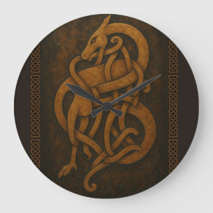 Ancient Norse Serpent Knot with Celtic Border Large Clock