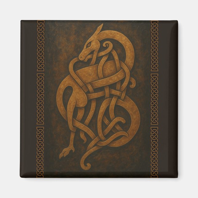Ancient Norse Serpent Knot with Celtic Border Magnet (Front)