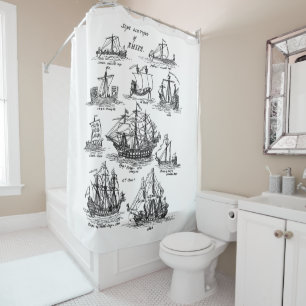 ANCIENT OLD BOATS SHOWER CURTAIN